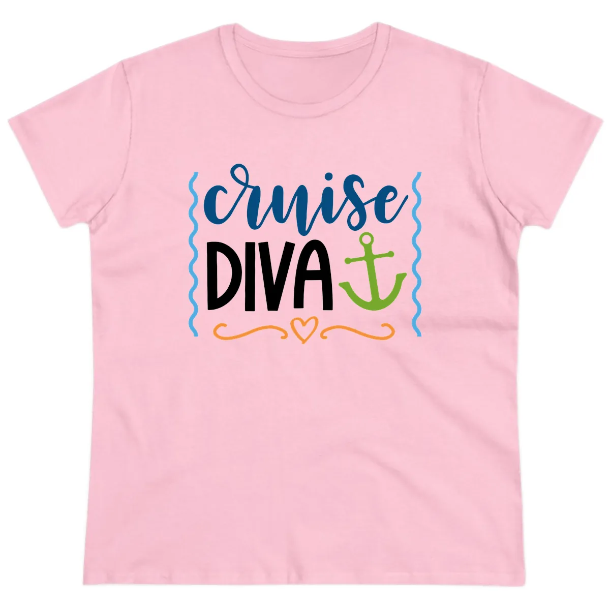 Cruise Diva Anchor Ladies Tee in Light Pink