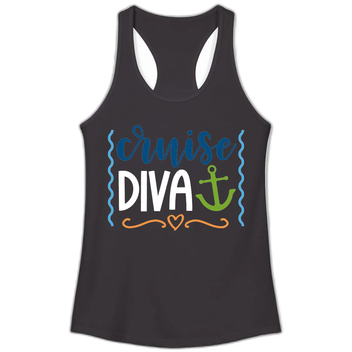 Cruise Diva Anchor Ladies Tank in Black