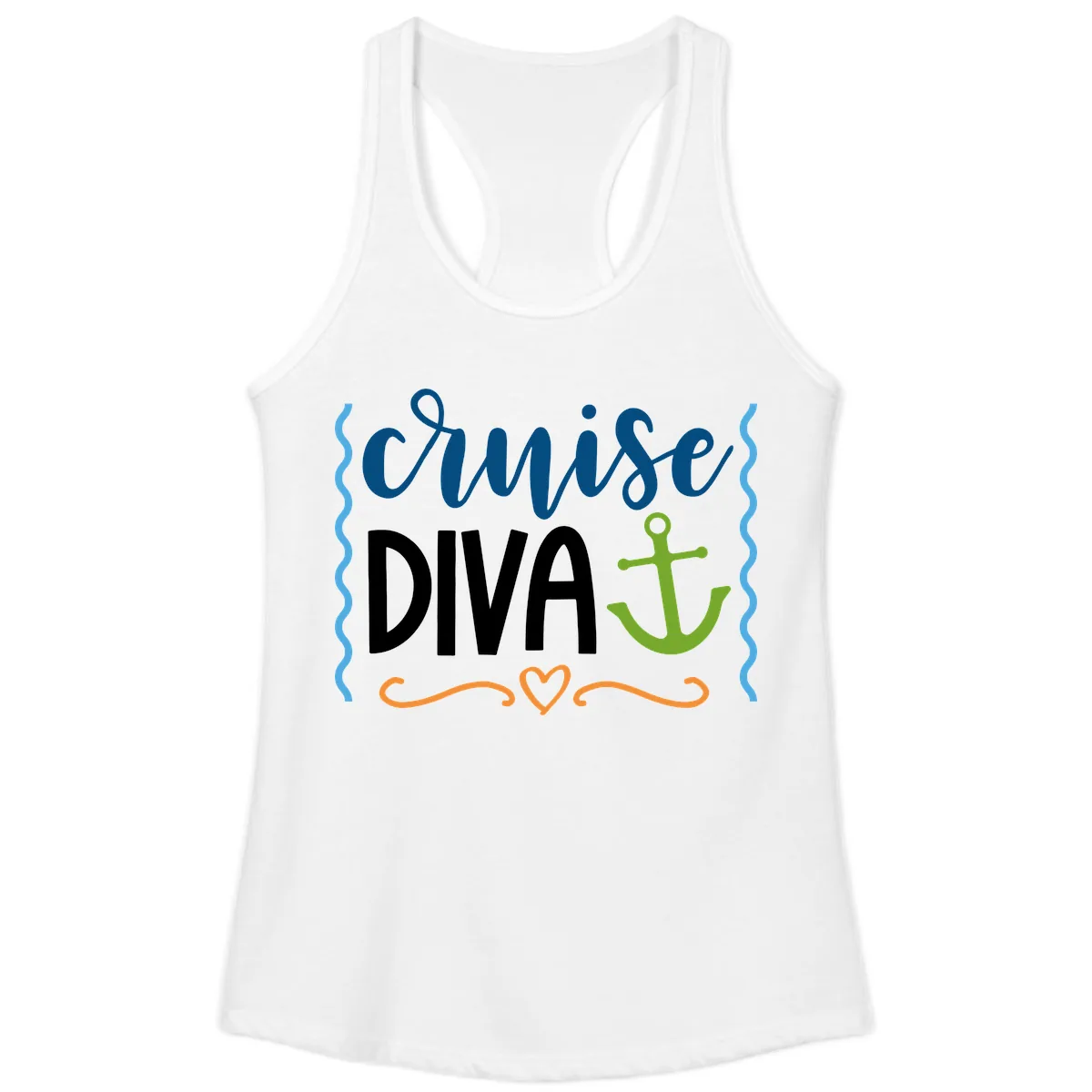 Cruise Diva Anchor Ladies Tank in White