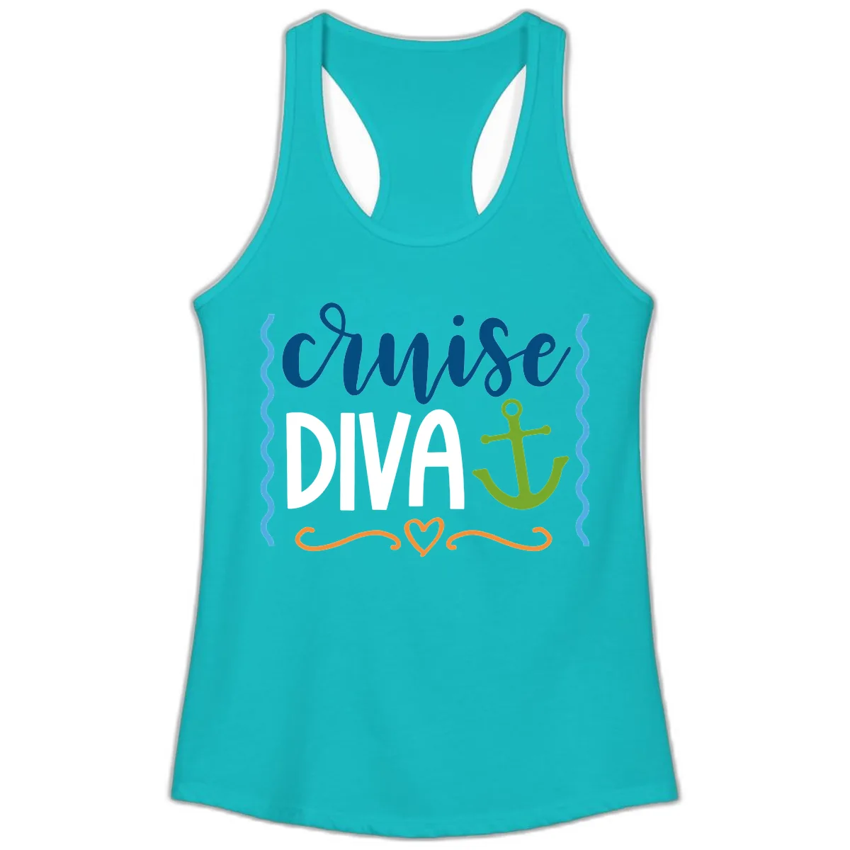 Cruise Diva Anchor Ladies Tank in Tahiti Blue