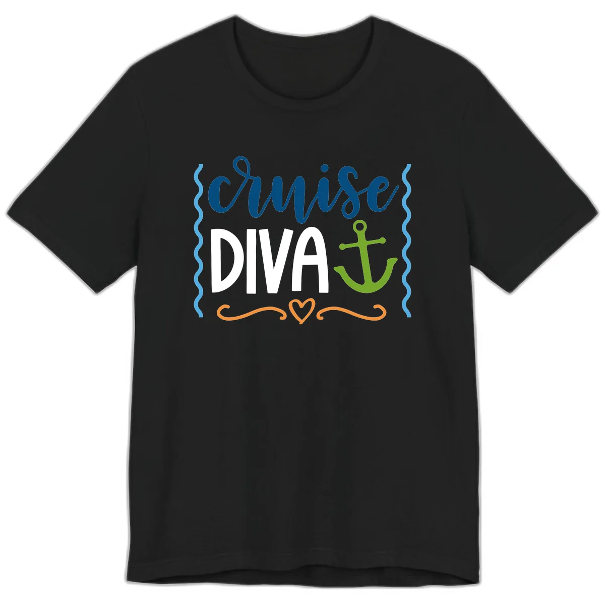 Cruise Diva Anchor Premium T-Shirt in Black