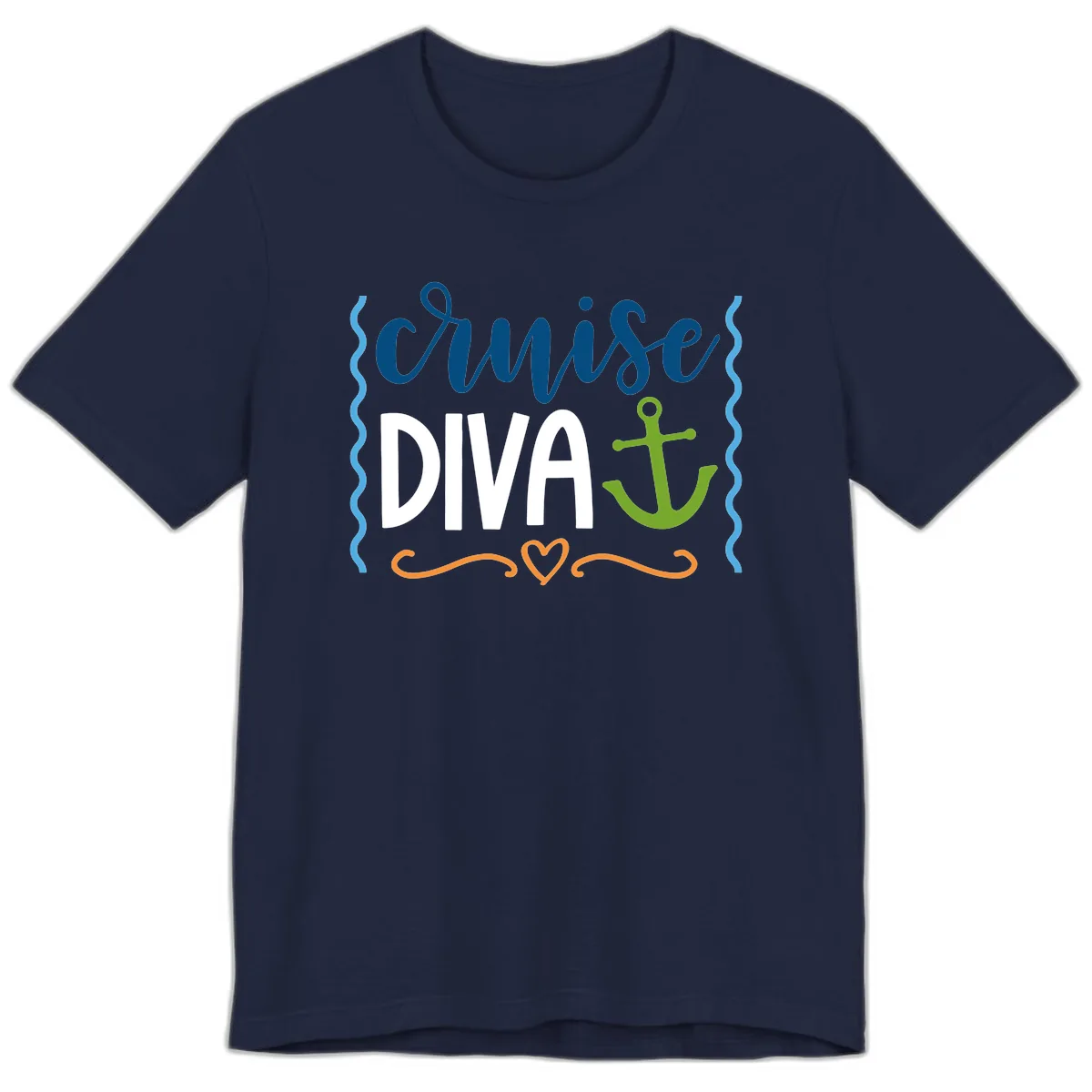 Cruise Diva Anchor Premium T-Shirt in Navy