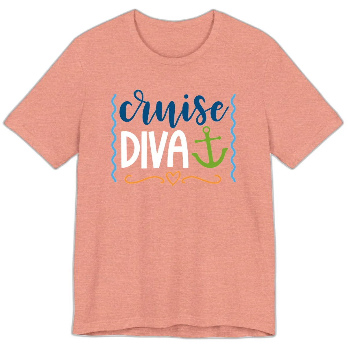 Cruise Diva Anchor Premium T-Shirt in Heather Sunset