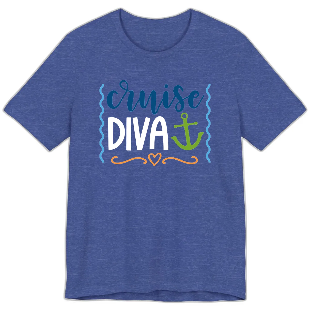 Cruise Diva Anchor Premium T-Shirt in Heather True Royal