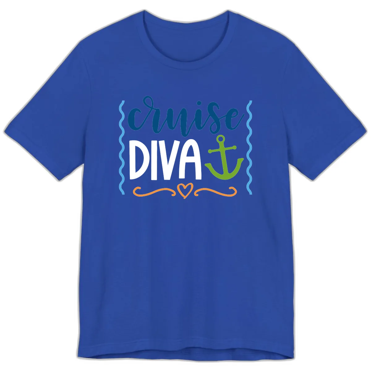 Cruise Diva Anchor Premium T-Shirt in True Royal
