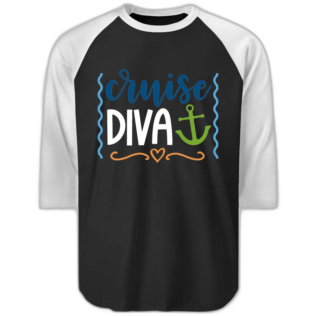 Cruise Diva Anchor Raglan 3/4 in Black White