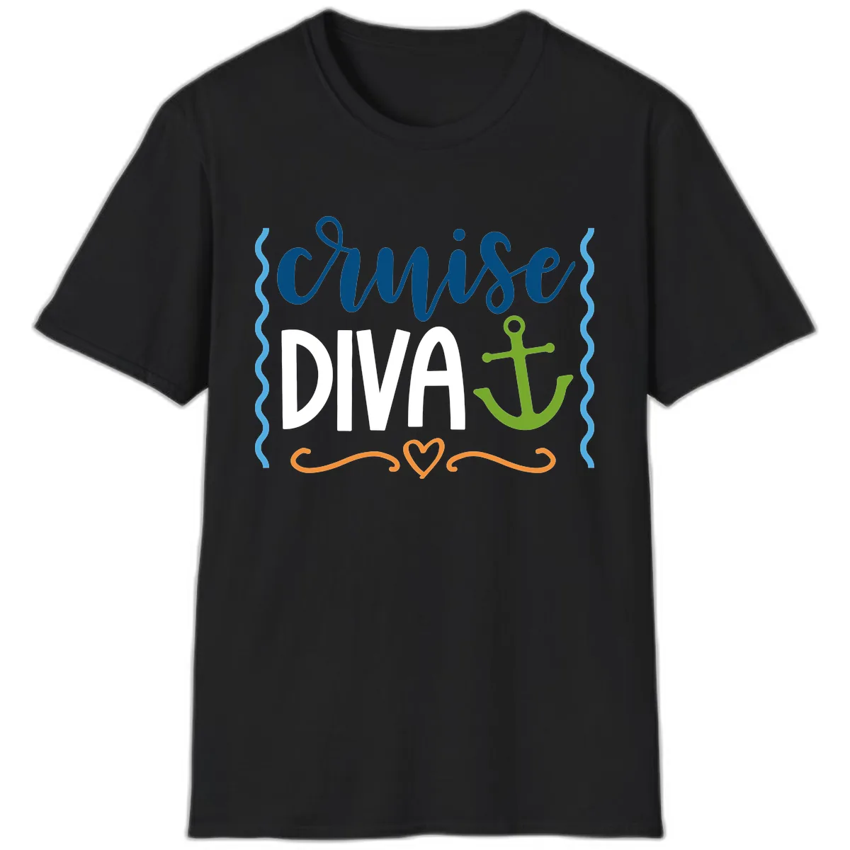 Cruise Diva Anchor T-Shirt in Black