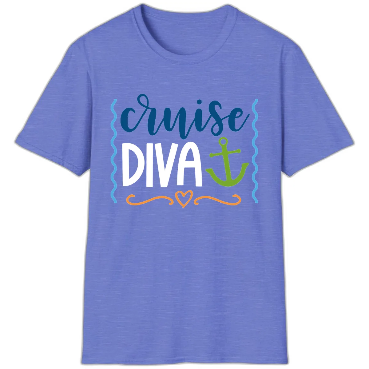 Cruise Diva Anchor T-Shirt in Heather Royal