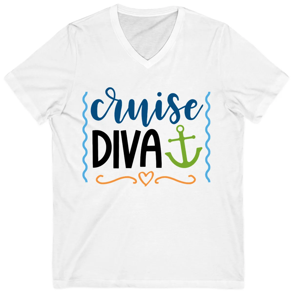 Cruise Diva Anchor V-Neck in White