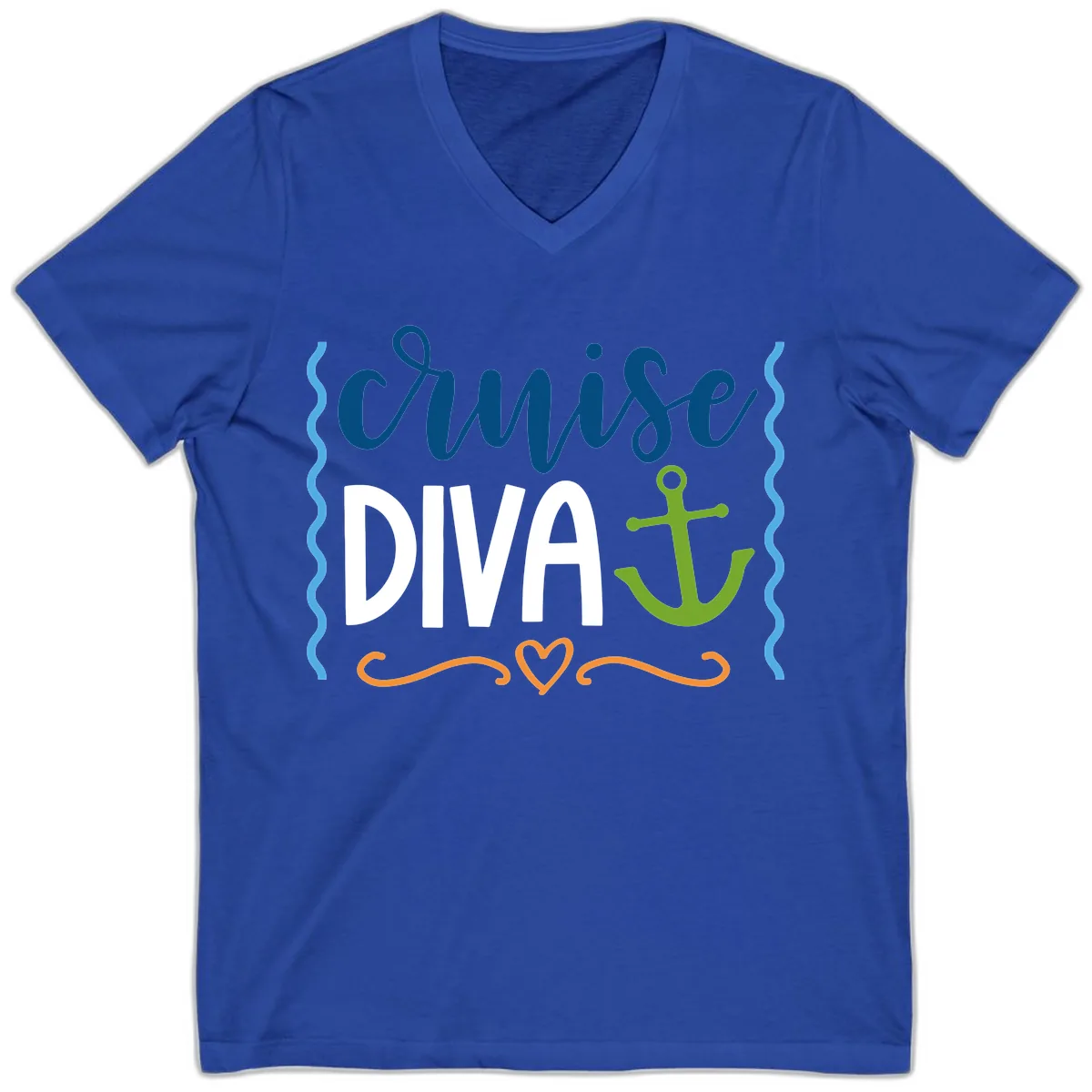 Cruise Diva Anchor V-Neck in True Royal