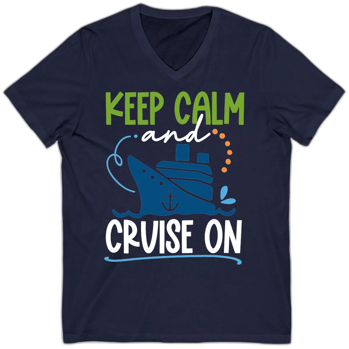 Keep Calm and Cruise On V-Neck in Navy