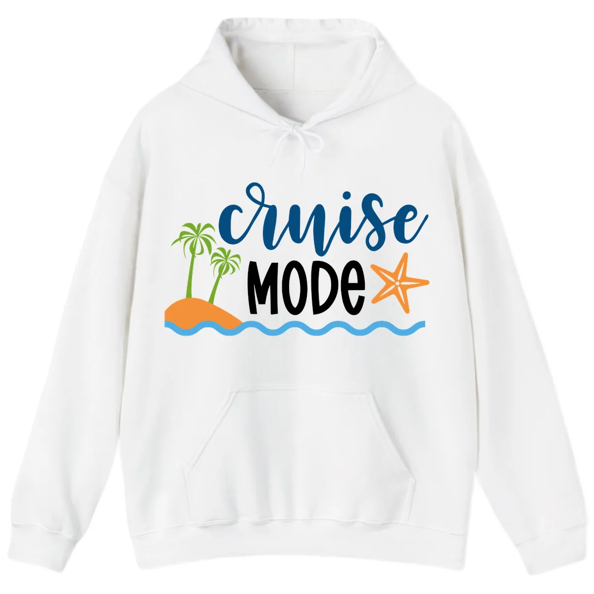 Cruise Mode Wavy Vibes Hoodie in White