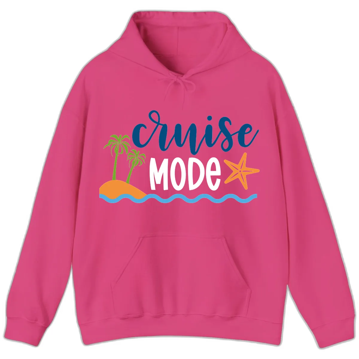 Cruise Mode Wavy Vibes Hoodie in Heliconia