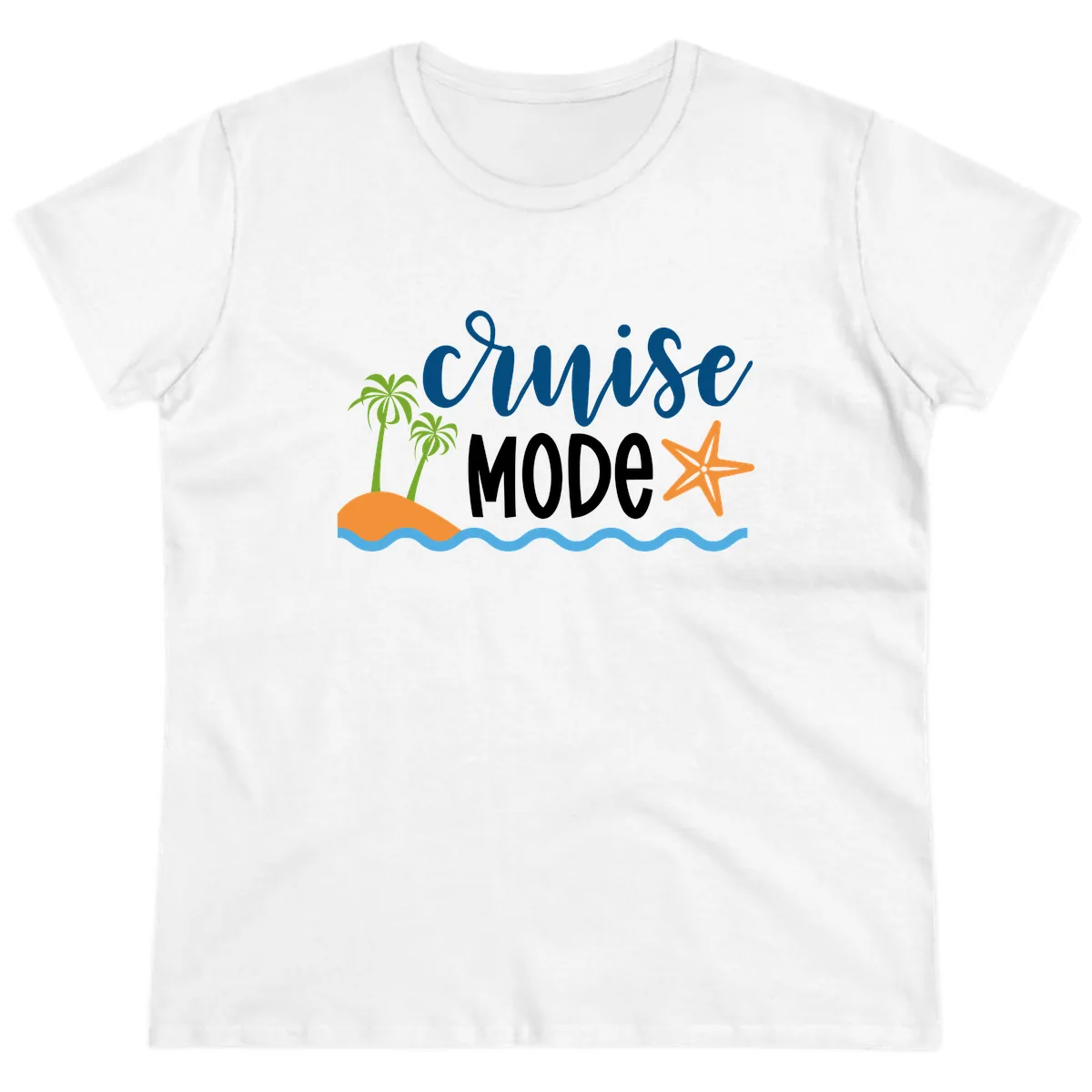 Cruise Mode Wavy Vibes Ladies Tee in White