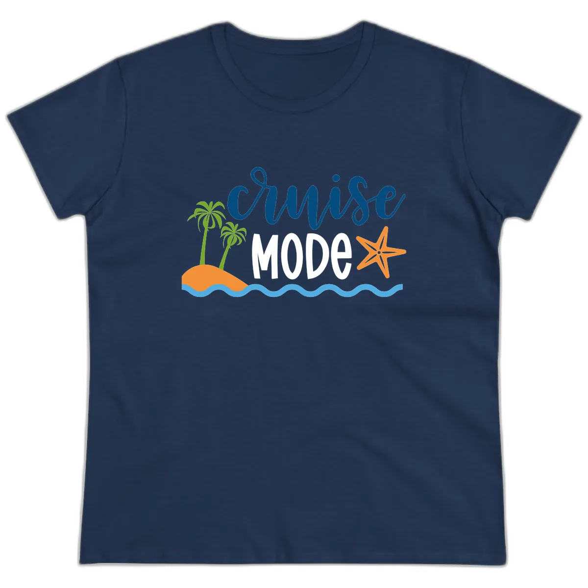 Cruise Mode Wavy Vibes Ladies Tee in Navy