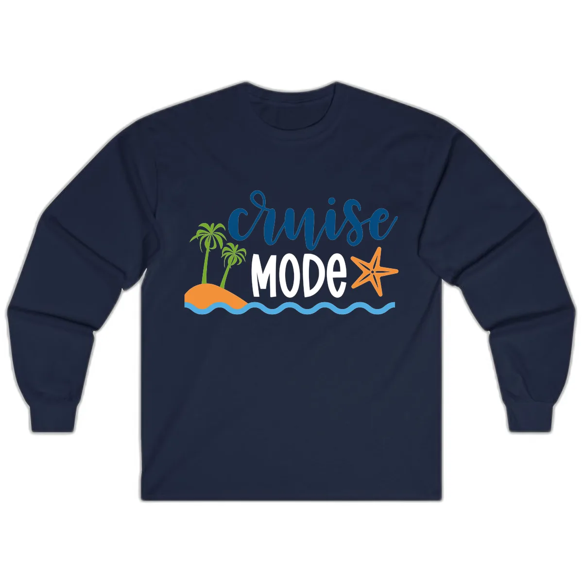 Cruise Mode Wavy Vibes Long Sleeve in Navy