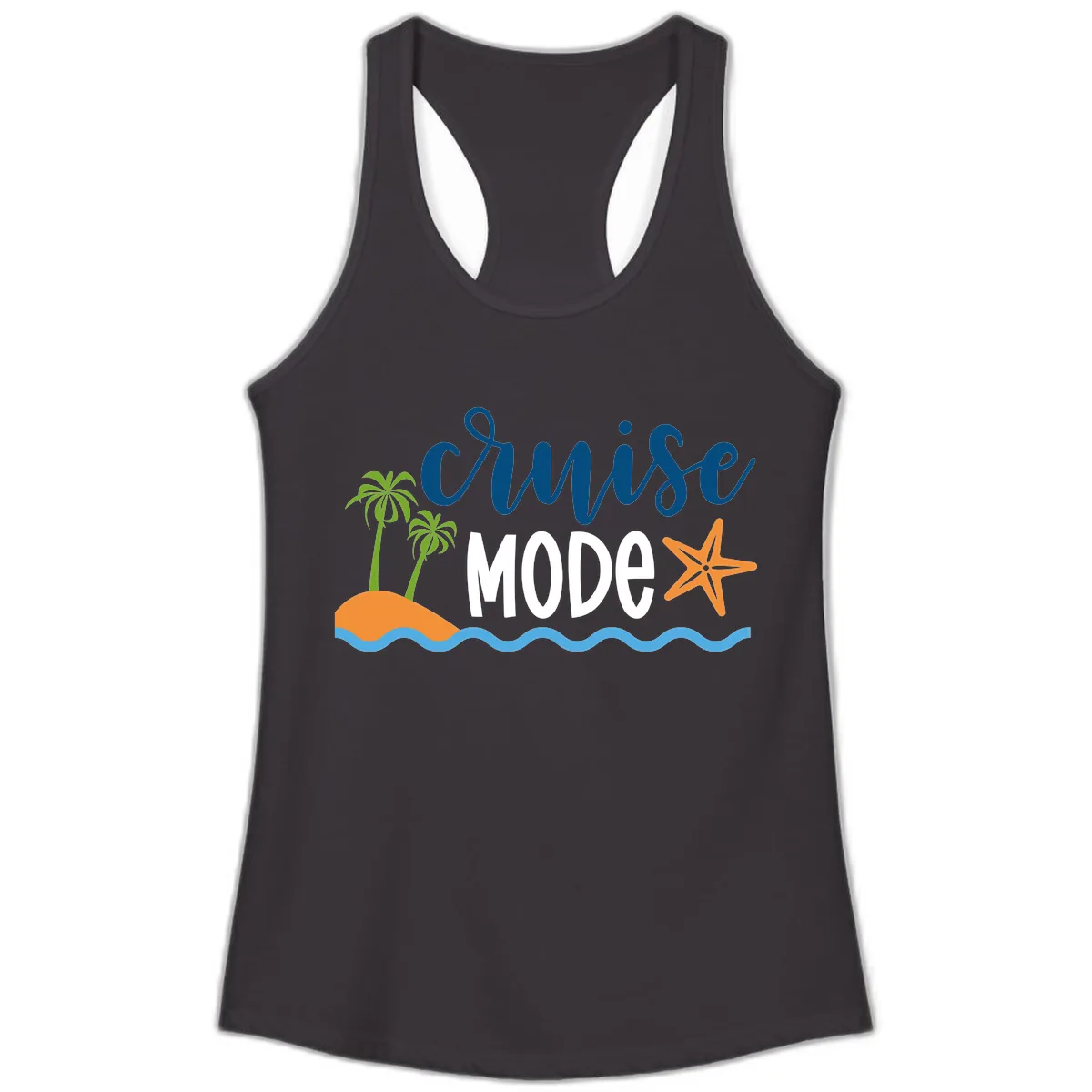 Cruise Mode Wavy Vibes Ladies Tank in Black