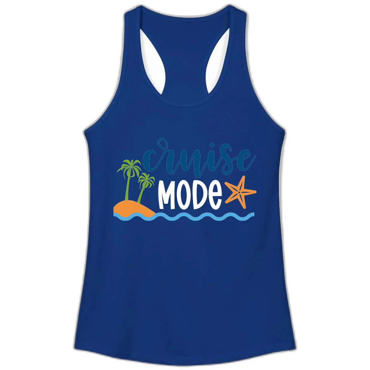 Cruise Mode Wavy Vibes Ladies Tank in Solid Royal