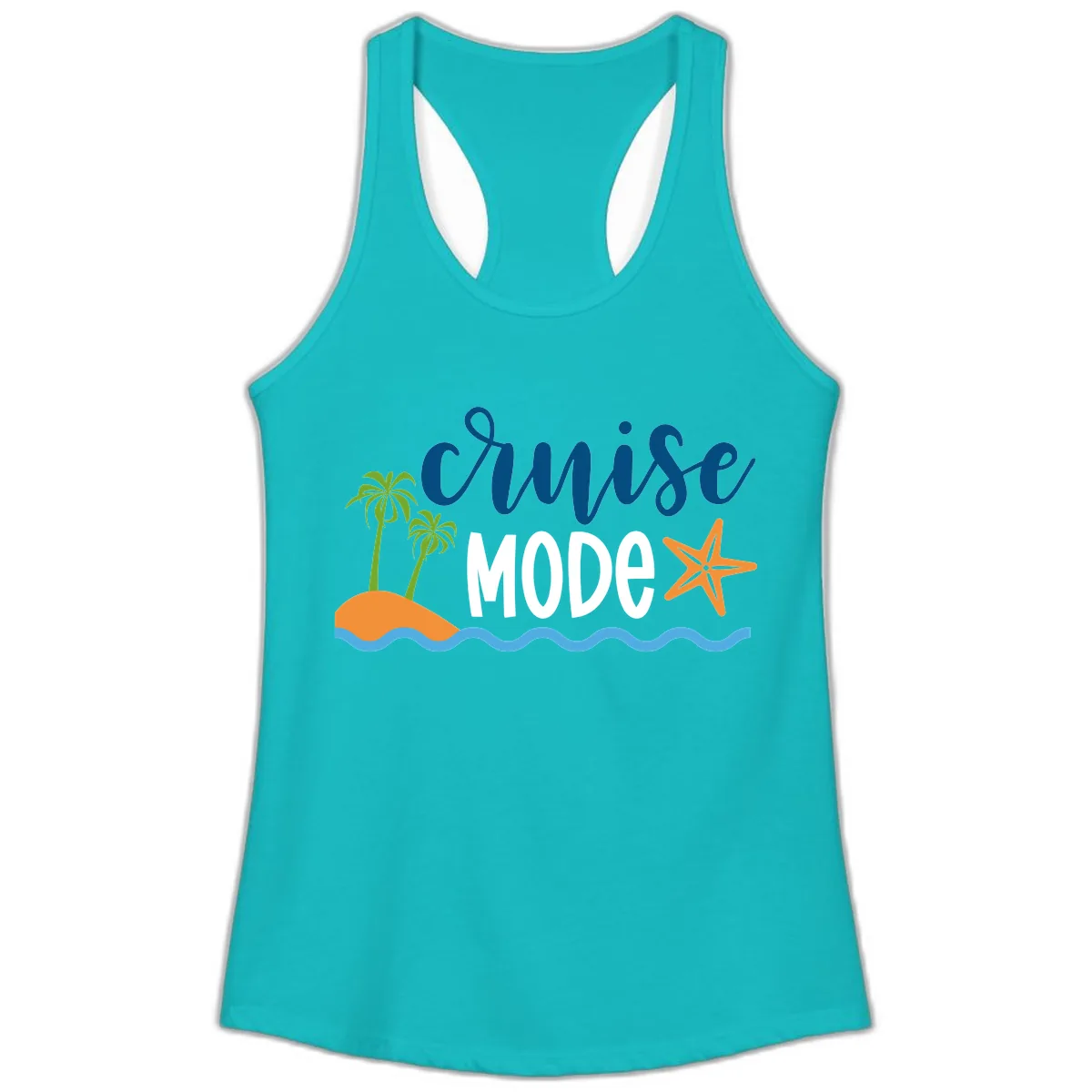 Cruise Mode Wavy Vibes Ladies Tank in Tahiti Blue