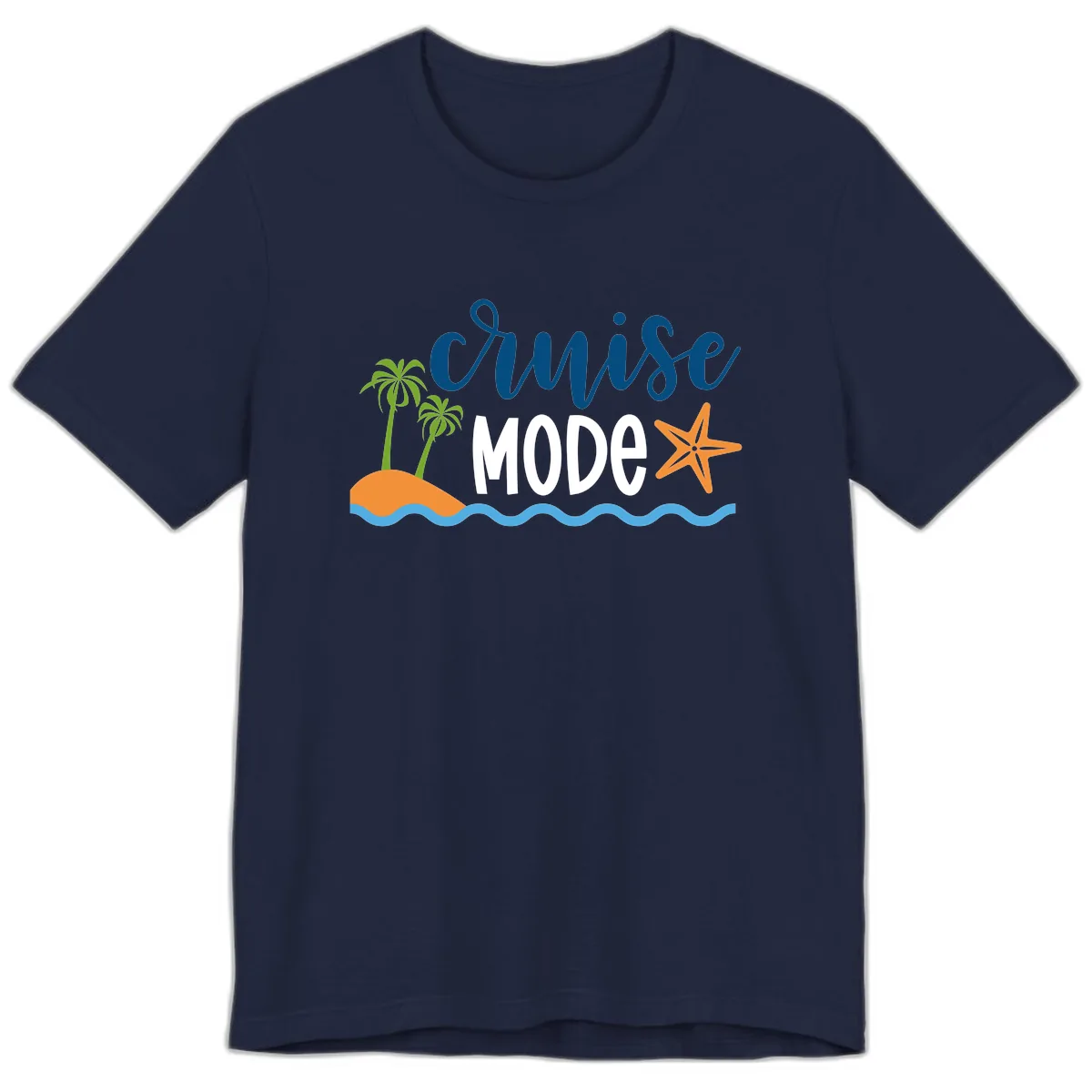 Cruise Mode Wavy Vibes Premium T-Shirt in Navy