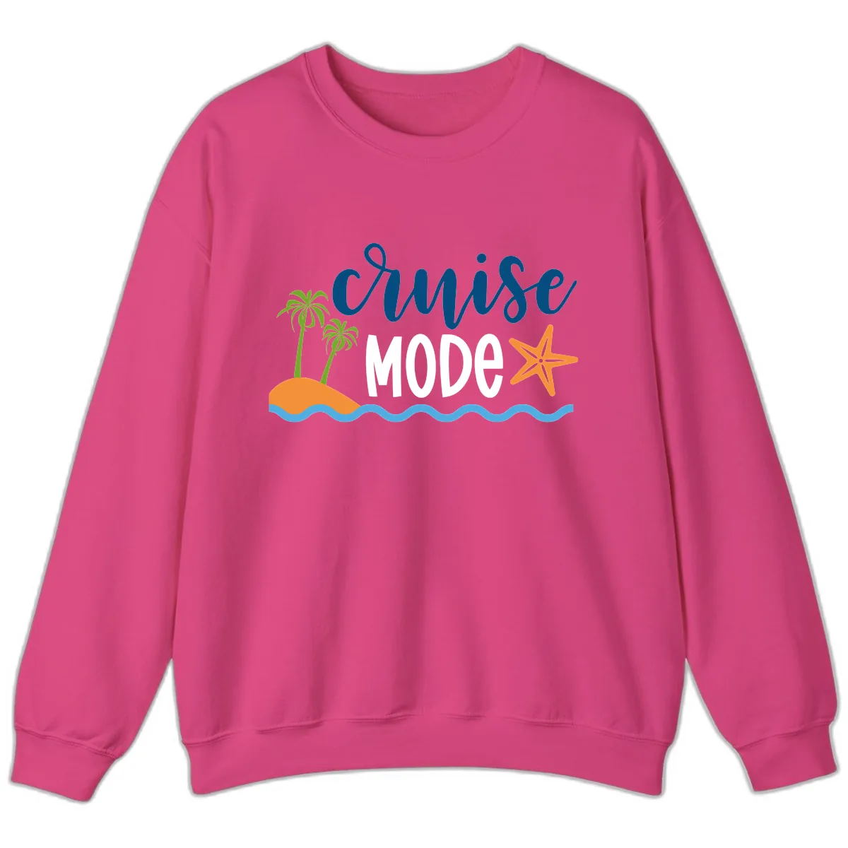 Cruise Mode Wavy Vibes Sweatshirt in Heliconia