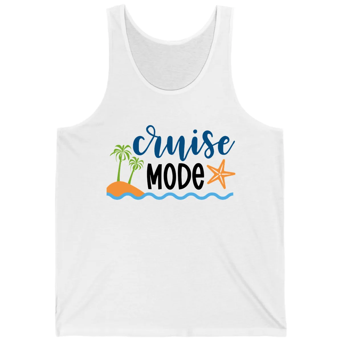 Cruise Mode Wavy Vibes Tank in White