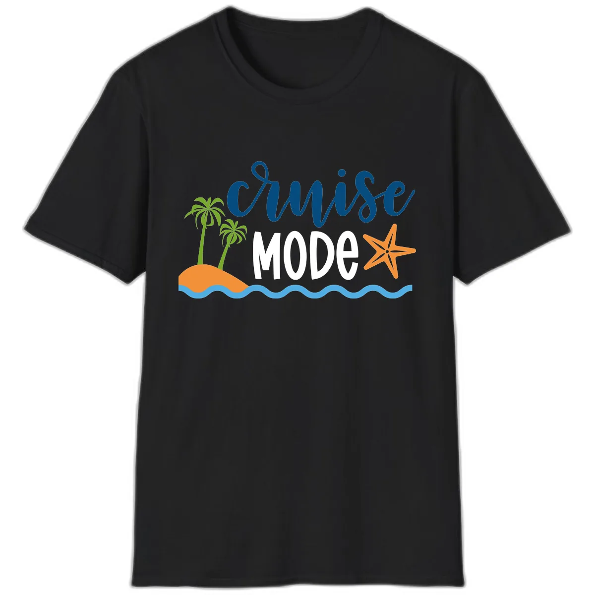 Cruise Mode Wavy Vibes T-Shirt in Black