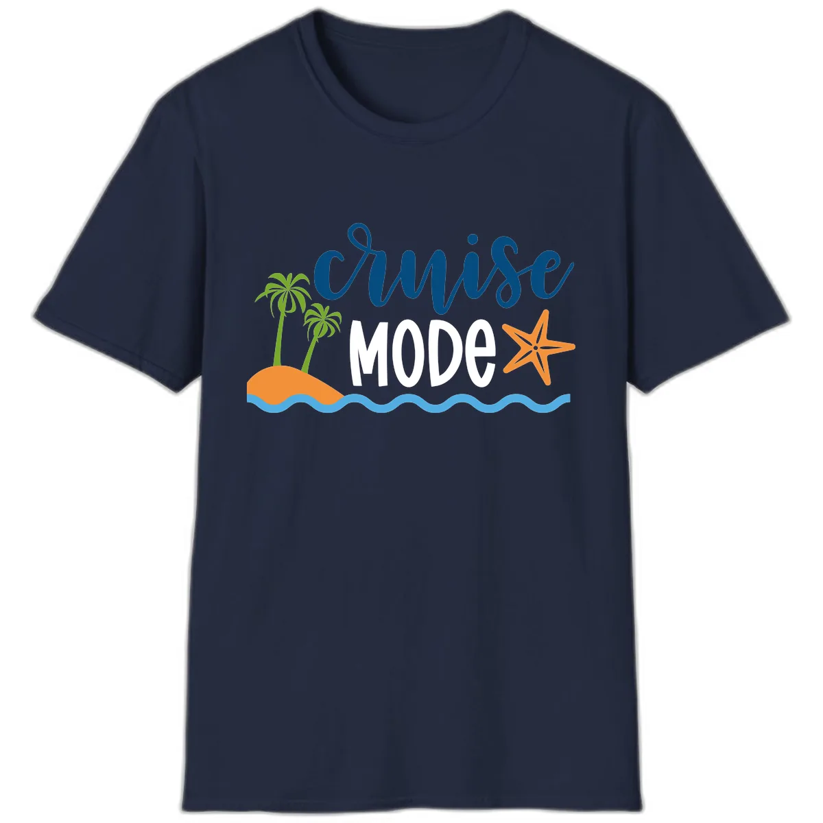 Cruise Mode Wavy Vibes T-Shirt in Navy