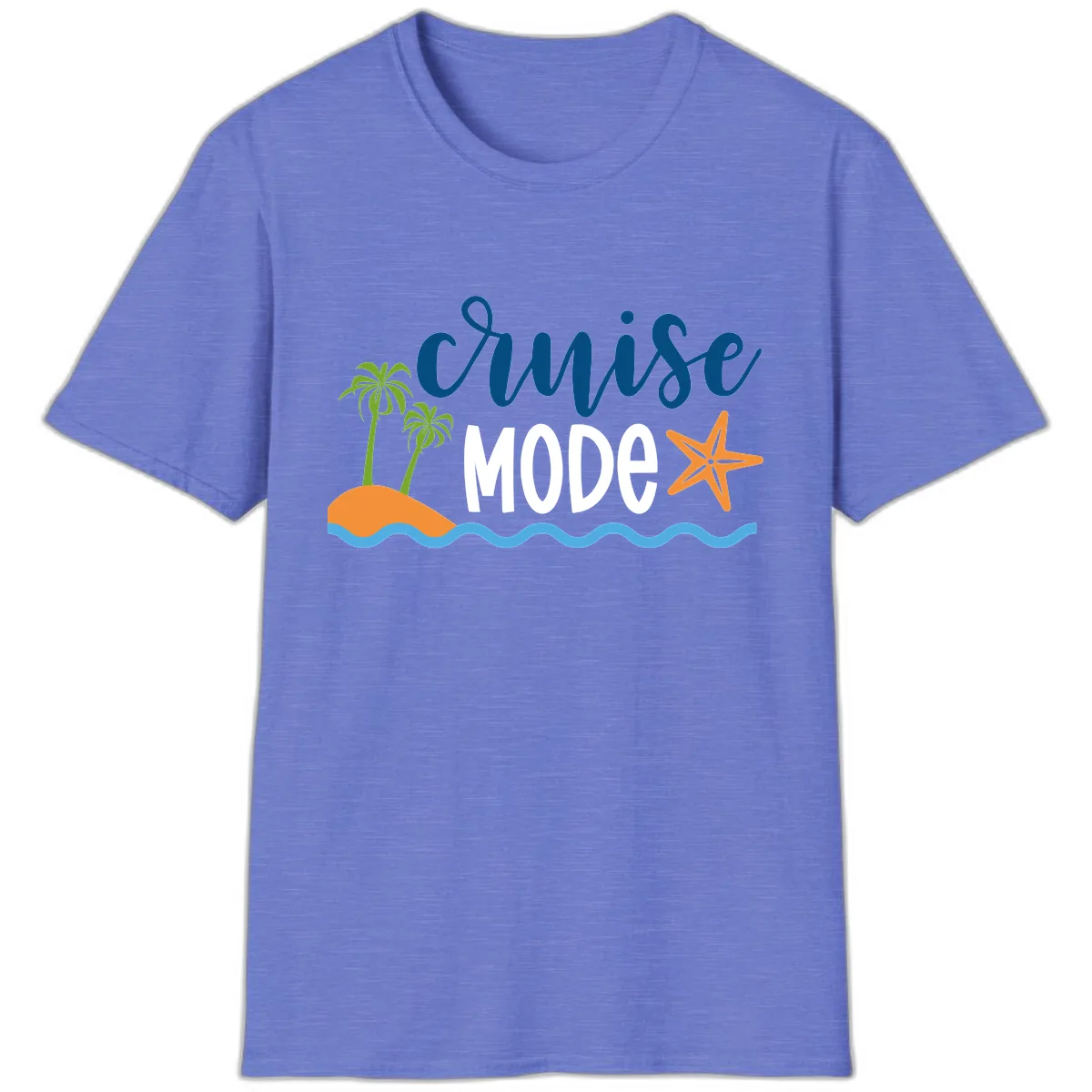 Cruise Mode Wavy Vibes T-Shirt in Heather Royal