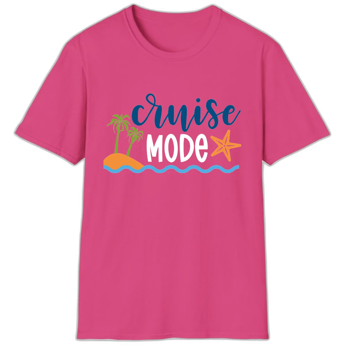 Cruise Mode Wavy Vibes T-Shirt in Heliconia