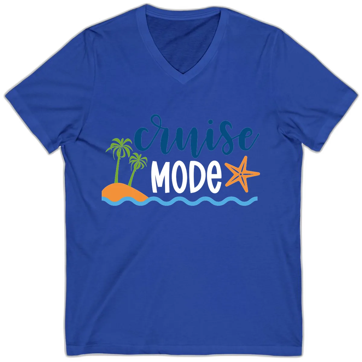 Cruise Mode Wavy Vibes V-Neck in True Royal