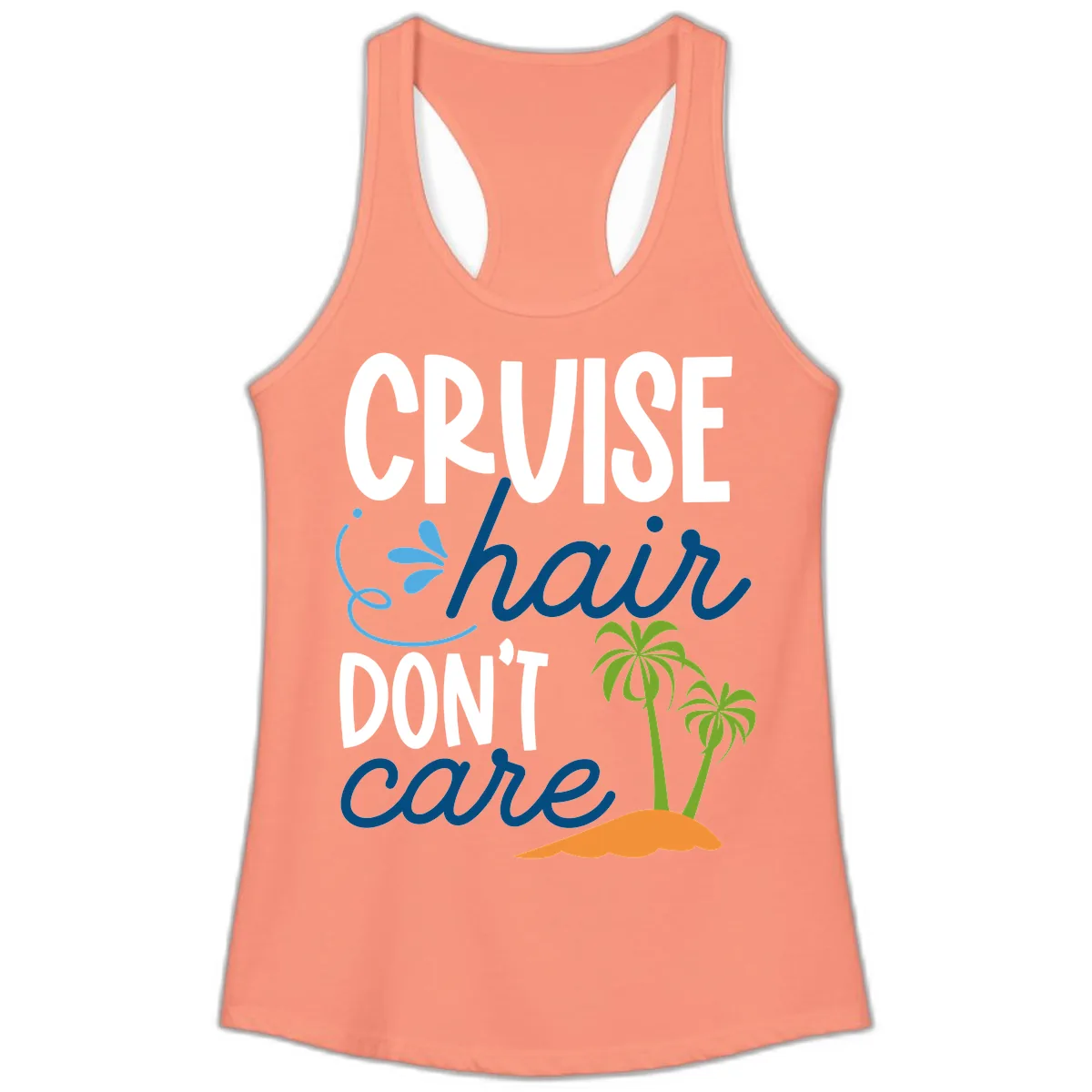 Cruise Hair Don't Care Ladies Tank in Solid Light Orange