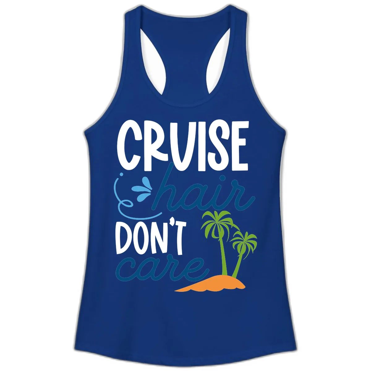 Cruise Hair Don't Care Ladies Tank in Solid Royal