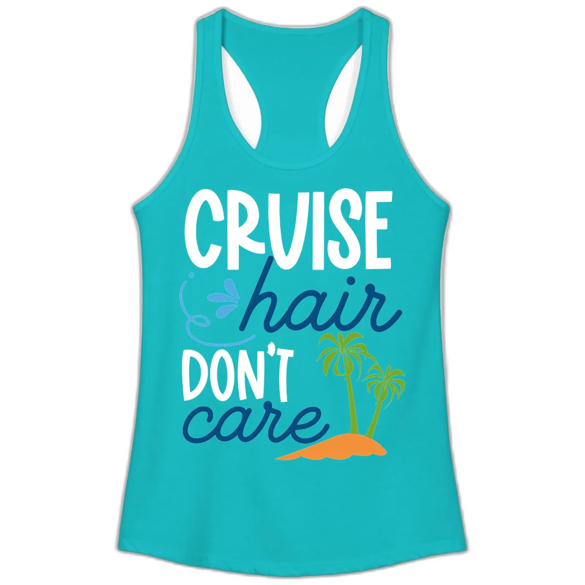 Cruise Hair Don't Care Ladies Tank in Tahiti Blue