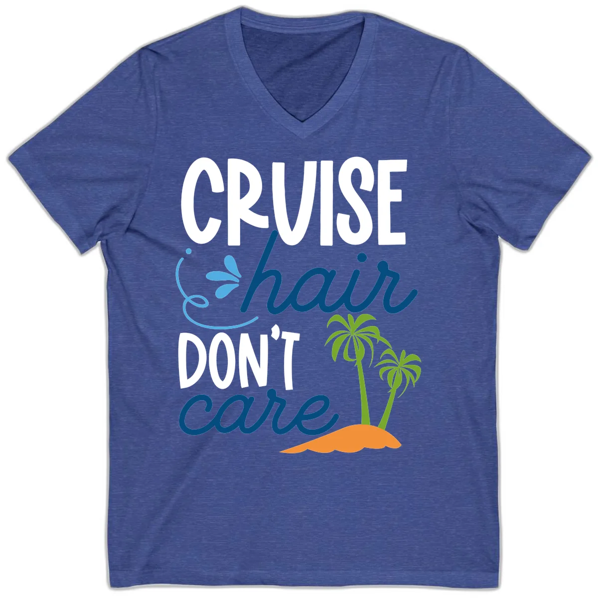 Cruise Hair Don't Care V-Neck in Heather True Royal