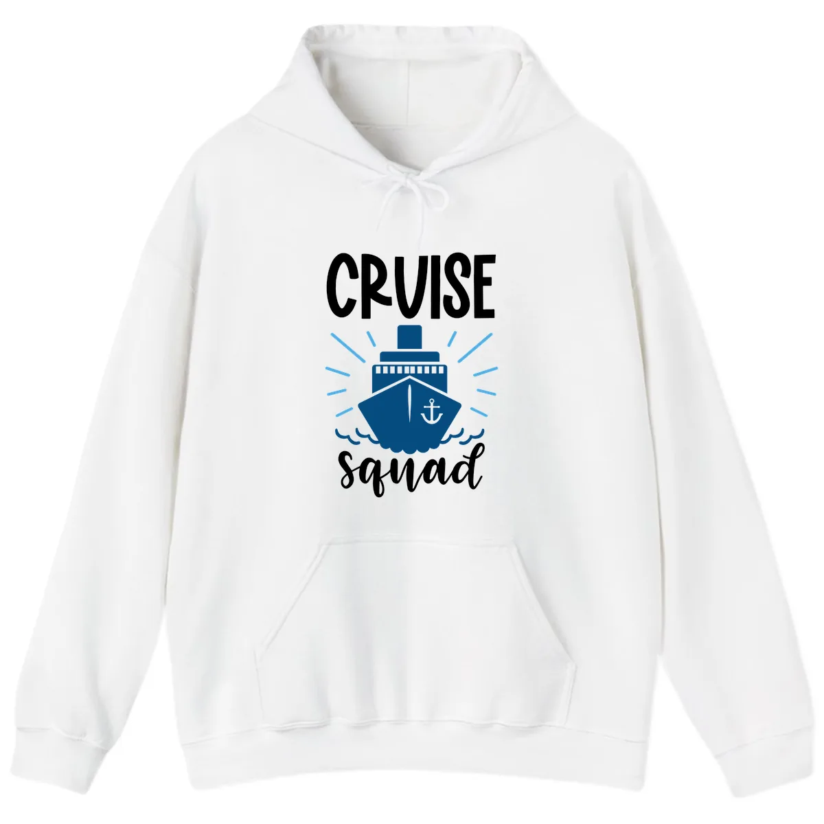Cruise Squad Ship Anchor Design Hoodie in White