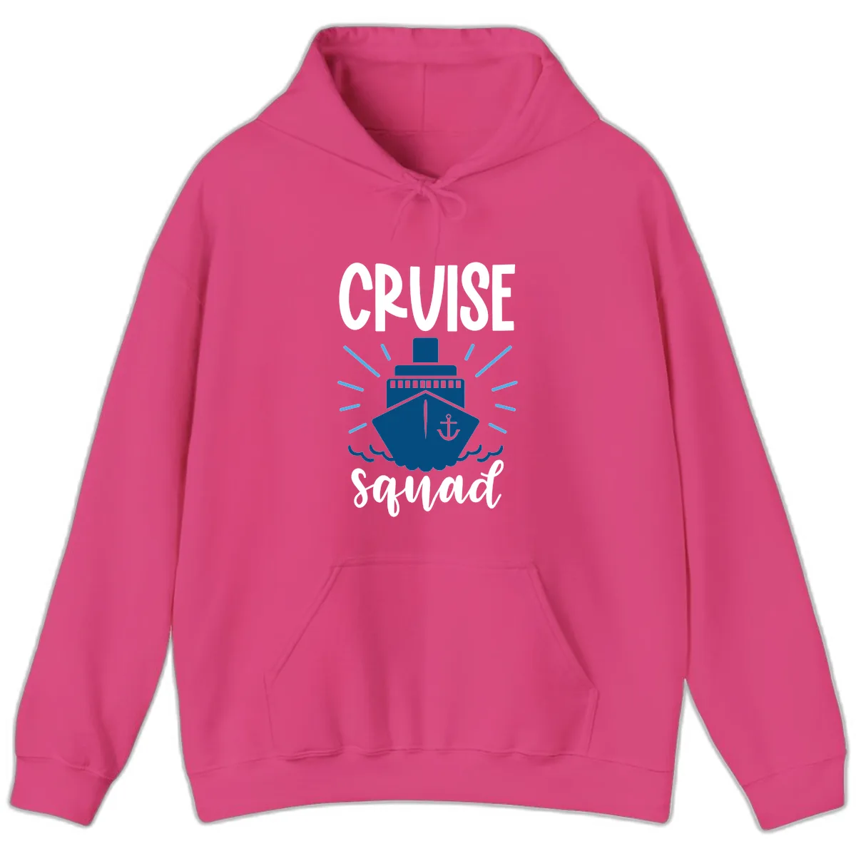 Cruise Squad Ship Anchor Design Hoodie in Heliconia