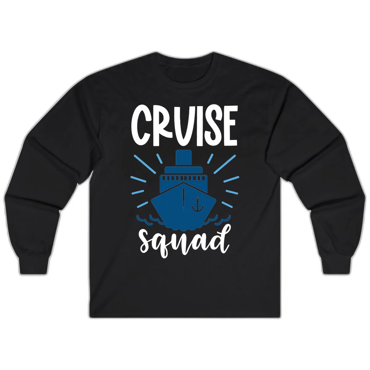 Cruise Squad Ship Anchor Design Long Sleeve in Black