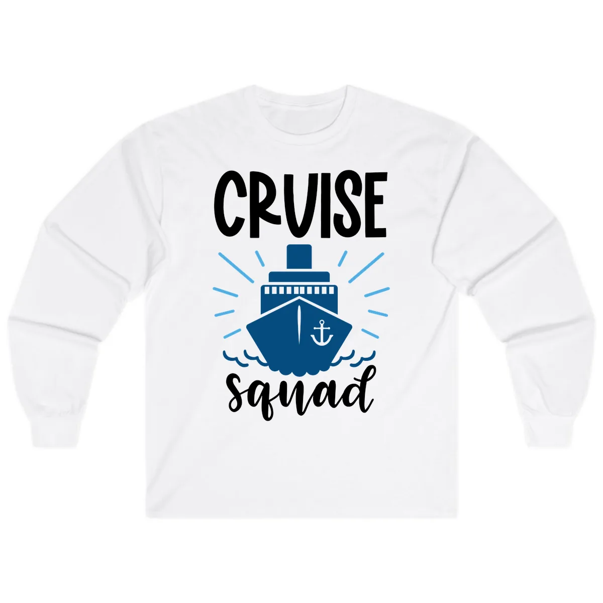 Cruise Squad Ship Anchor Design Long Sleeve in White