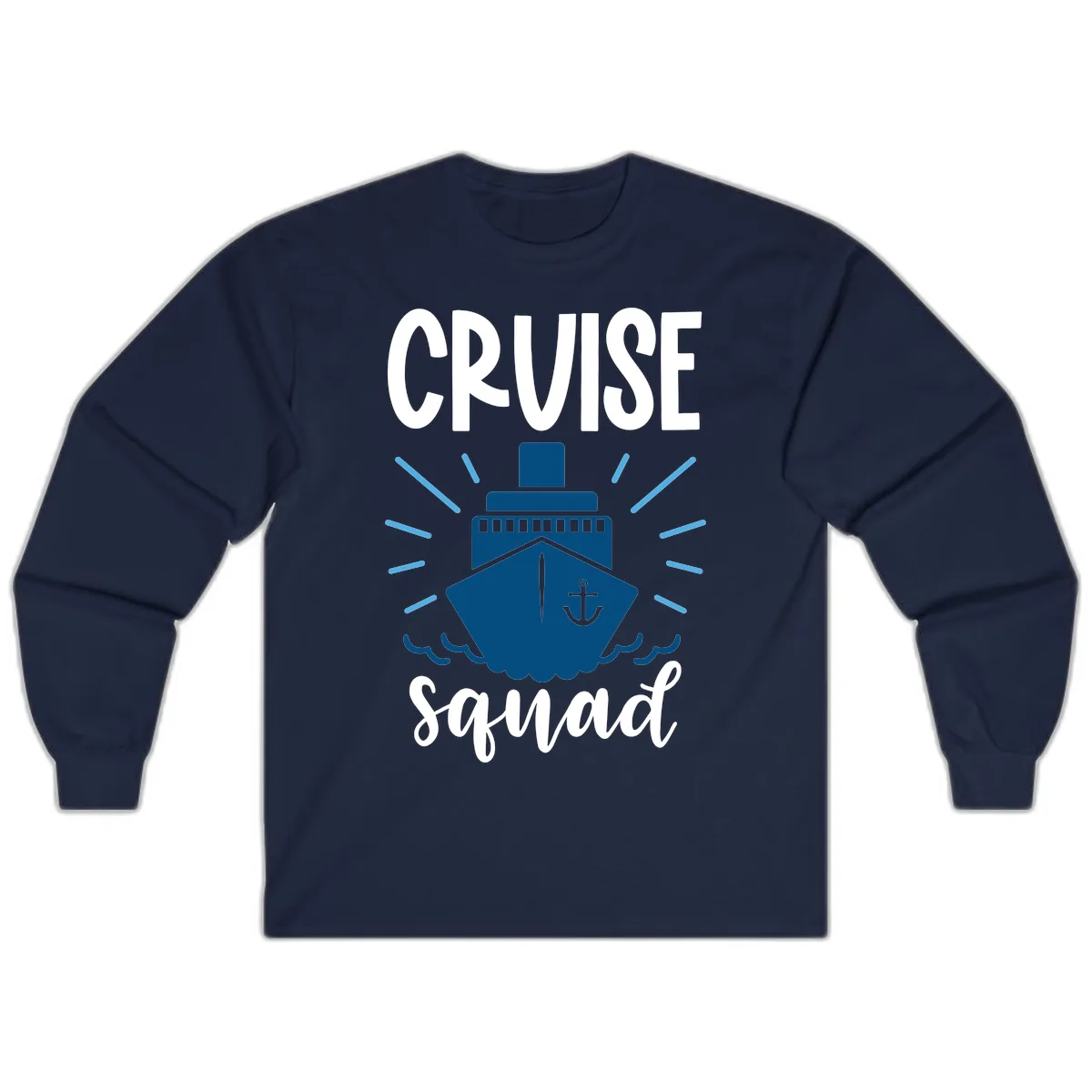 Cruise Squad Ship Anchor Design Long Sleeve in Navy