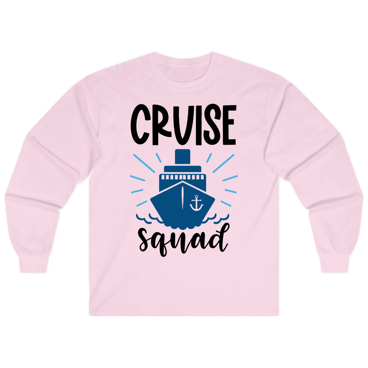 Cruise Squad Ship Anchor Design Long Sleeve in Light Pink