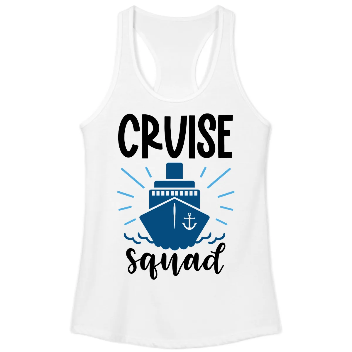 Cruise Squad Ship Anchor Design Ladies Tank in White