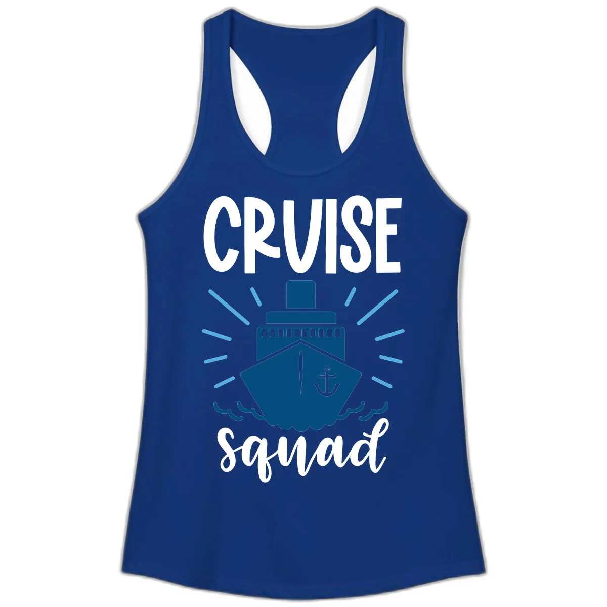 Cruise Squad Ship Anchor Design Ladies Tank in Solid Royal