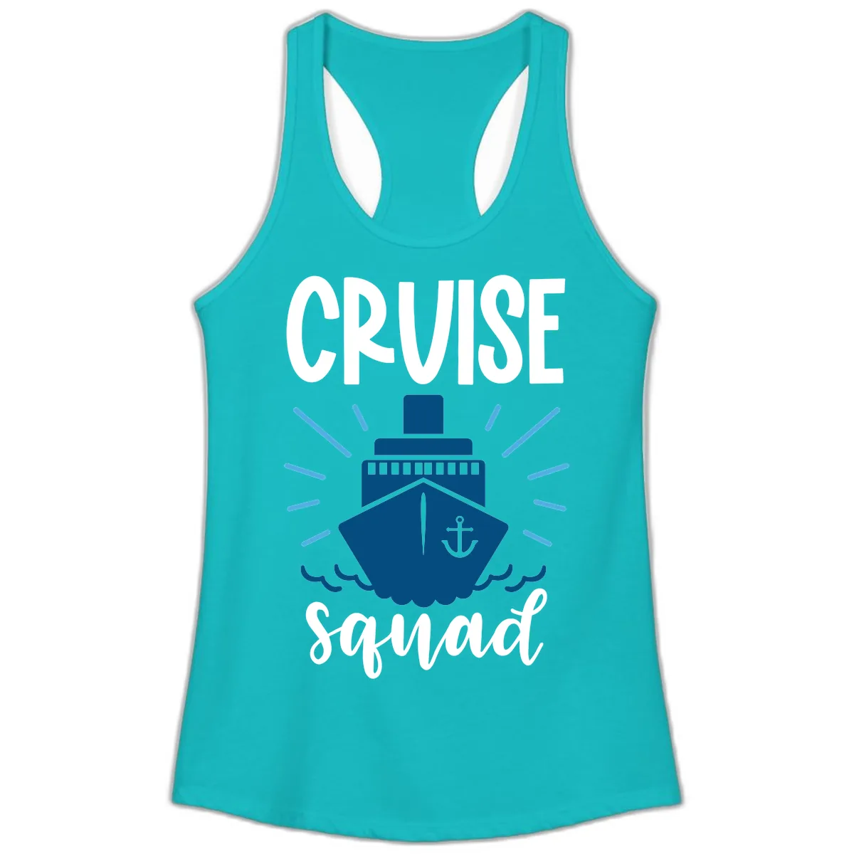 Cruise Squad Ship Anchor Design Ladies Tank in Tahiti Blue