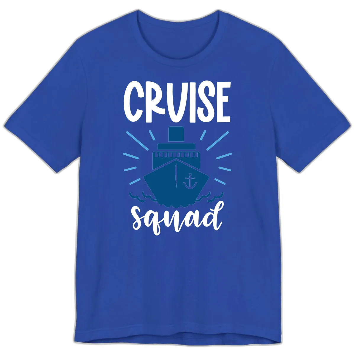 Cruise Squad Ship Anchor Design Premium T-Shirt in True Royal