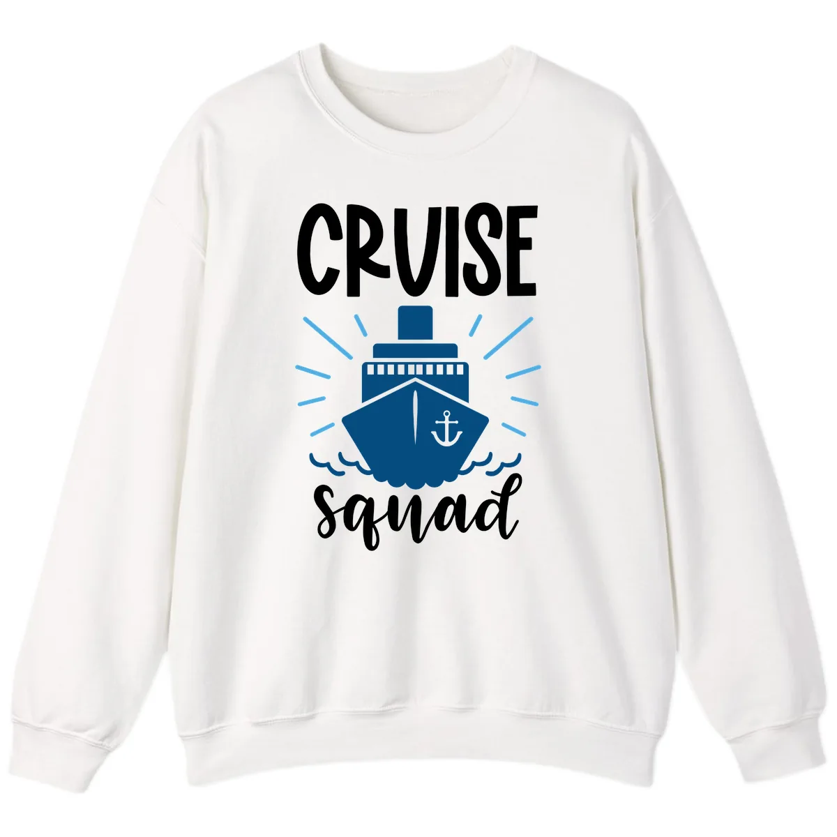 Cruise Squad Ship Anchor Design Sweatshirt in White