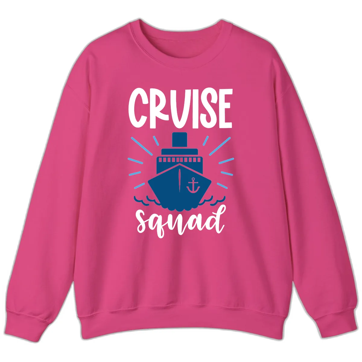 Cruise Squad Ship Anchor Design Sweatshirt in Heliconia