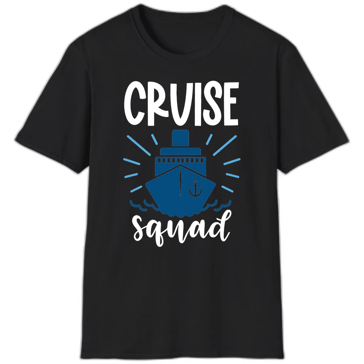 Cruise Squad Ship Anchor Design T-Shirt in Black