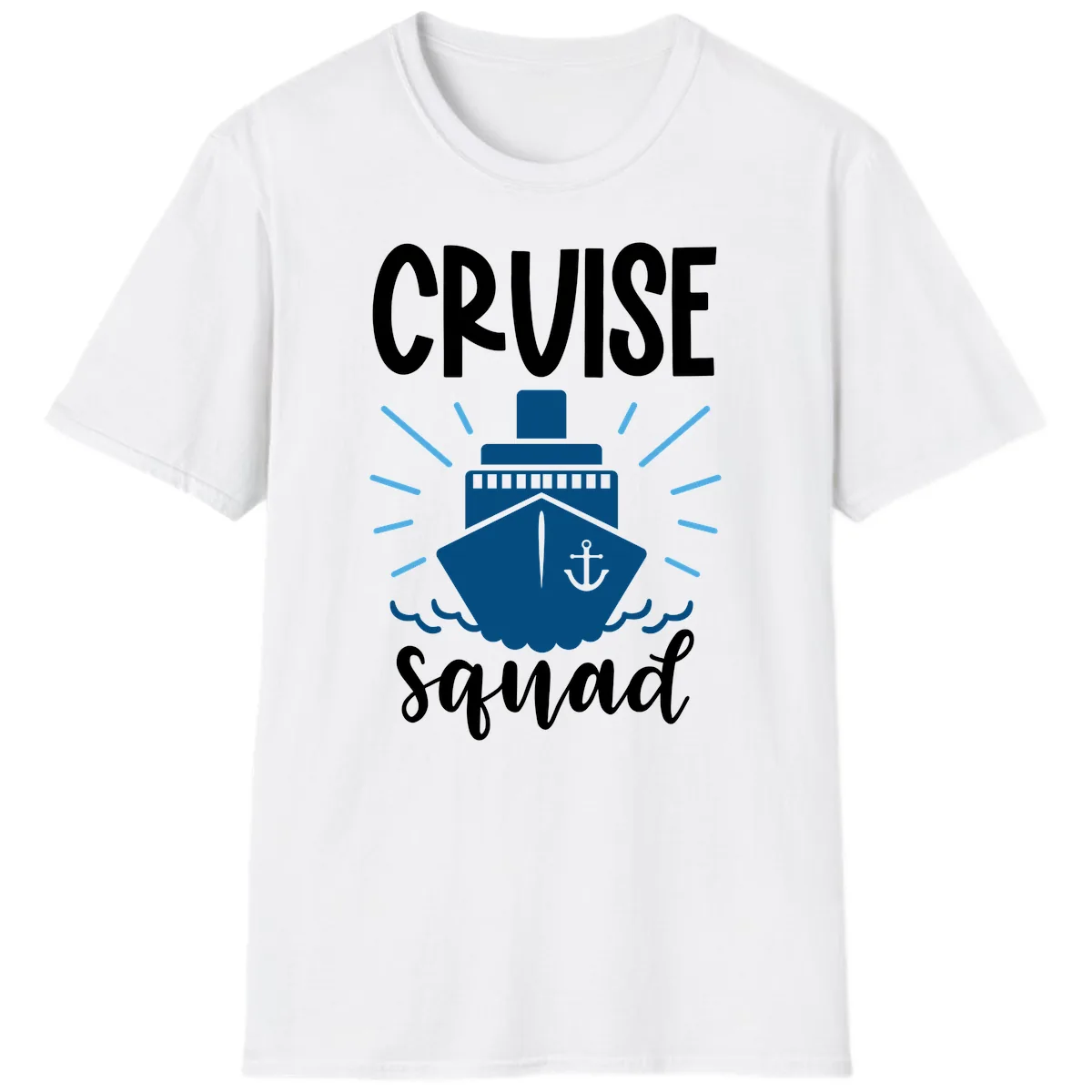 Cruise Squad Ship Anchor Design T-Shirt in White