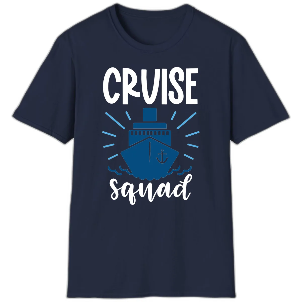 Cruise Squad Ship Anchor Design T-Shirt in Navy